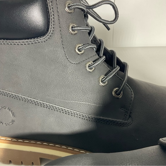 Bruno Marc Black Lace-Up Ankle Boot with Rubber Sole Padded Ankle Padding Sz 9.5 - Picture 8 of 16